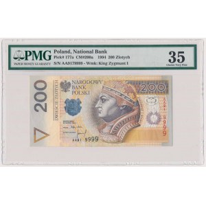 200 złotych 1994 - AA - ubytek farby na numeratorze