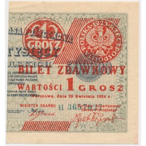 1 grosz 1924 - H - prawa połowa