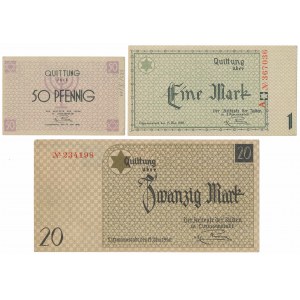 Ghetto 50 fenig, 1 and 20 marks 1940 - set (3pcs)