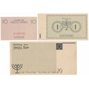 Ghetto 50 fenig, 1 and 20 marks 1940 - set (3pcs)