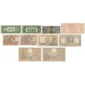 France & USA - set of banknotes + advertisement (10pcs)