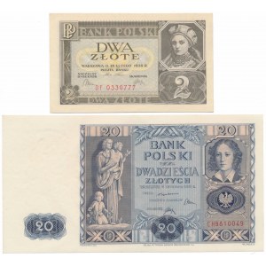 2 and 20 gold 1936 - set (2pcs)