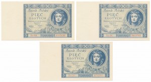 5 gold 1930 - various series (3pcs)