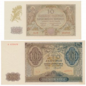 10 złotych 1940 i 100 złotych 1941 - zestaw (2szt)