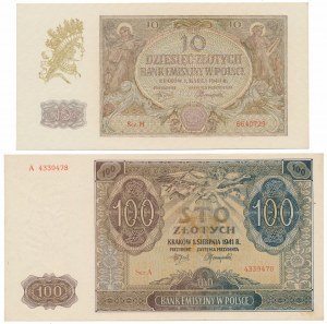 10 złotych 1940 i 100 złotych 1941 - zestaw (2szt)