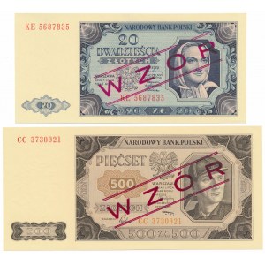 20 i 500 złotych 1948 - WZORY kolekcjonerskie (2szt)