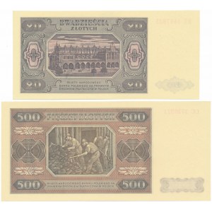 20 i 500 złotych 1948 - WZORY kolekcjonerskie (2szt)