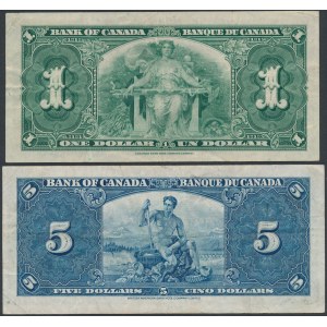 Kanada, 1 und 5 Dollar 1937 (2Stück)