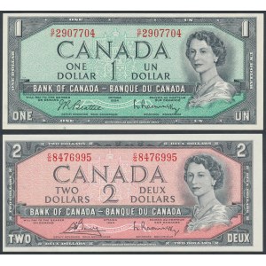 Kanada, 1 und 2 Dollars 1954 (2Stück)