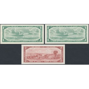 Canada, 2x 1 Dollar & 2 Dollars 1954 (3pcs)