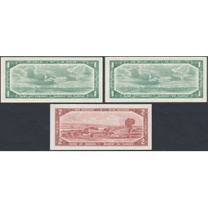 Kanada, 2x 1 Dollar i 2 Dollars 1954 (3szt)