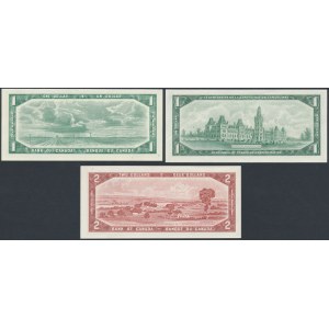 Canada, 2x 1 Dollar & 2 Dollars 1954-1967 (3pcs)
