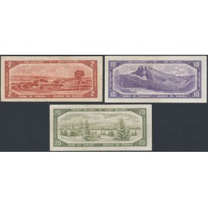 Canada, 2, 10 & 20 Dollars 1954 - Devil's Face Hairdo (3pcs)