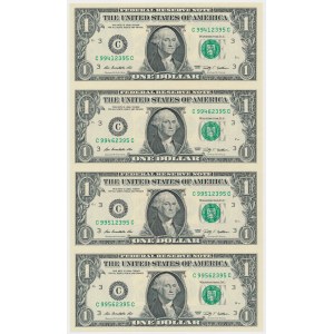 USA, 1 Dollars 2009 - Uncut Strip of 4