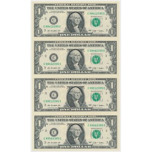 USA, 1 Dollars 2009 - ungeschnitten 4 Stück
