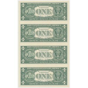 USA, 1 Dollars 2009 - ungeschnitten 4 Stück