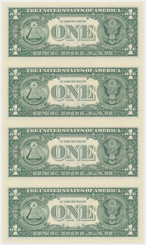 USA, 1 Dollars 2009 - Uncut Strip of 4