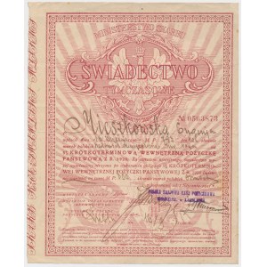 5% Fire. Short-term 1920, Temporary certificate 800 mkp - handwritten