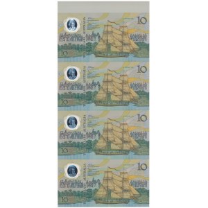 Australia, 10 Dollars 1988 - polymers - Uncut Strip of 4