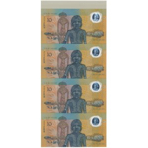 Australia, 10 Dollars 1988 - polymers - Uncut Strip of 4