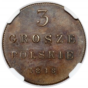 3 Polish pennies 1818 IB - new minting Warsaw - BEAUTIFUL