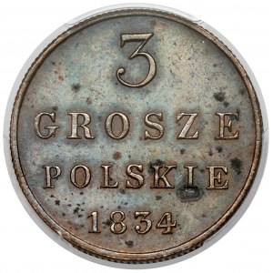 3 grosze polskie 1834 IP - nowe bicie Warszawa - bardzo rzadkie