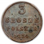3 Polnische Grosze 1834 IP - Neuprägung Warschau
