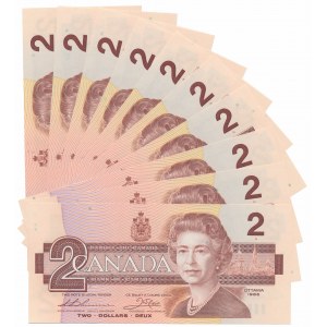 Kanada, 2 Dollars 1986 - aufeinanderfolgende Ausgaben (10Stück)