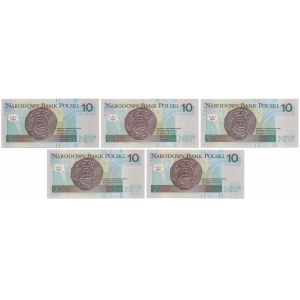 10 złotych 1994 - YB - YG - serie zastępcze (5szt)