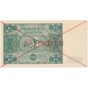 20 złotych 1947 - SPECIMEN - Ser.A 1234567
