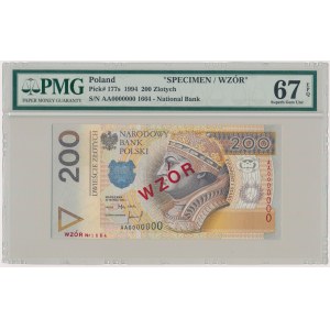 200 złotych 1994 - WZÓR - AA 0000000 - Nr 1664