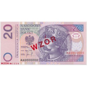 20 złotych 1994 - WZÓR - AA 0000000 - Nr 1234