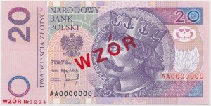 20 złotych 1994 - WZÓR - AA 0000000 - Nr 1234