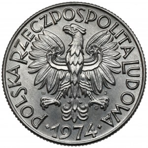 Rybak 5 złotych 1974 - na TRAWCE (z lewej) - b.rzadki