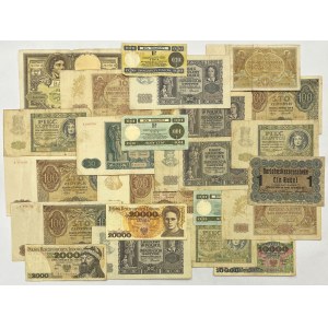 Satz polnischer Banknoten 1916-1989, hauptsächlich Besatzung, PEWEX (23 St.)