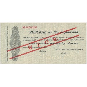 Przekaz na 50 mln mkp 1923 - WZÓR - numeracja zerowa