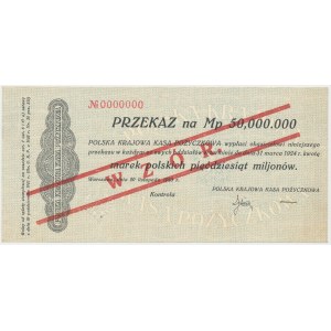 Überweisung für 50 Millionen mkp 1923 - MODELL - Nullnummerierung