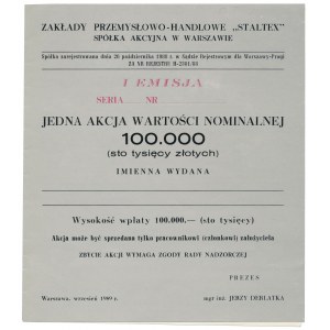 Industrial and Commercial Plants STALEX, Em.1, PLN 100,000 1989