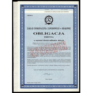 Zakład Doskonalenia Zawodowego in Krakau, SPECIMEN Anleihen über 2 Millionen PLN 1992