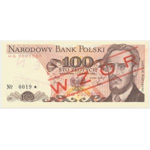 100 zloty 1982 - MODEL - HG 0000000 - No.0019