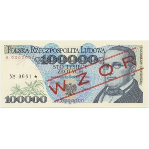 100.000 zł 1990 - WZÓR - A 0000000 - No.0681