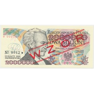 2 mln zł 1992 - WZÓR - B 0000000 - No.0912