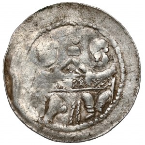 Boleslaw IV the Curly, Denarius - Two behind the table - N-E