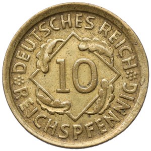 Niemcy, 10 fenigów (1924-1936) - efektowny destrukt