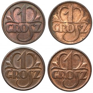 1 grosz 1936-1939, zestaw (4szt)