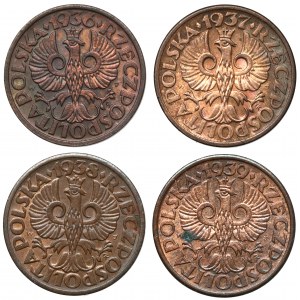 1 penny 1936-1939, set (4pcs)