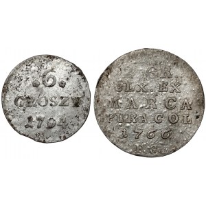 Poniatowski, Halbpfennig 1766 und 6 Pfennige 1794 (2Stk)