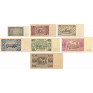 Komplet nominałowy 2 - 500 złotych 1948 (7szt)