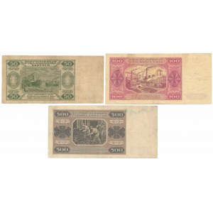 50, 100 and 500 gold 1948 - set (3pcs)