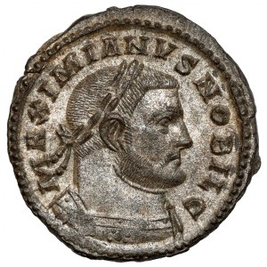 Galeriusz (293-305 n.e.) Follis, Trier - piękne srebrzenie